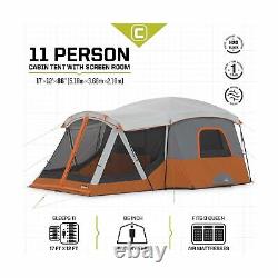 Core 11 Person Family Cabin Tent with Screen Room Orange