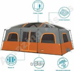 Core 12 Person Camping Dual Entrance Doors Window Cabin Tent 4.8m x 3.3m x 2.1m