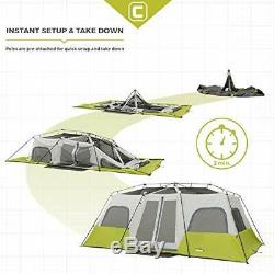 Core 12 Person Instant Folding Portable Cabin Tent For Travel Camping Sleep Gear