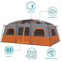Core 12 Person Straight Wall Cabin Tent 16x11x82 Orange Grey