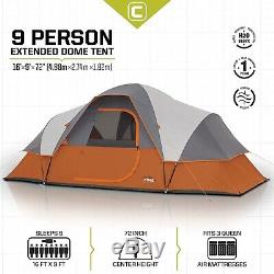 Core 9 Person Extended Dome Tent 14' X 9' Tents Canopies Camping Hiking