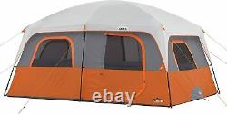 Core Equipment 10-Person 2-Room Straight Wall Cabin Camping Tent, Orange