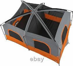 Core Equipment 10-Person 2-Room Straight Wall Cabin Camping Tent, Orange