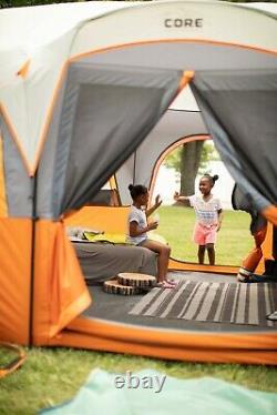 Core Equipment 12-Person 2-Room Straight Wall Cabin Camping Tent, 16 x 11 Orange