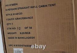 Core Equipment 6 person Straight Wall Cabin Tent Orange & Gray NEW 40120