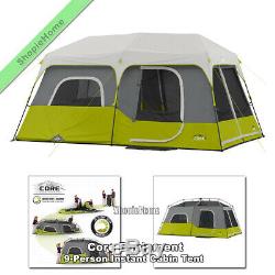 Core Equipment 9 Person Instant Cabin 14x9' Easy Setup Outdoor Camping Dome Tent