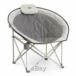 Core Equipment Folding Oversized Padded Moon Round Saucer Chair (Gray)