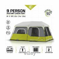 Core Instant Cabin Tent Adjustable 9 Person Green Outdoor Camping Shelter New