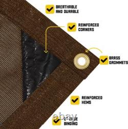 Core Tarps 60% Brown Shade Cloth with Grommets 12 X 20 FT Heavy Duty Mesh Tarp