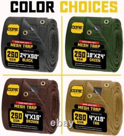 Core Tarps 60% Brown Shade Cloth with Grommets 12 X 20 FT Heavy Duty Mesh Tarp