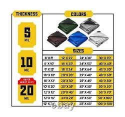 Core Tarps Extreme Heavy Duty 20 Mil Tarp Cover, Waterproof, UV Resistant, Ri