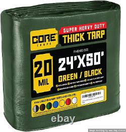 Core Tarps Extreme Heavy Duty 20 Mil Tarp Cover, Waterproof, UV Resistant, Rip a