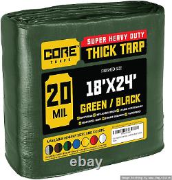 Core Tarps Extreme Heavy Duty 20 Mil Tarp Cover, Waterproof, UV Resistant, Rip a