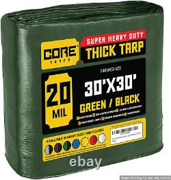 Core Tarps Extreme Heavy Duty 20 Mil Tarp Cover, Waterproof, UV Resistant, Rip a