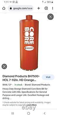 Diamond Products 7-1/2. Heavy Duty Orange Core Bore Bit