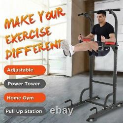 Dip Station Chin Up Bar Power Tower Pulls Push Home Gym Fitness Core Heavy Duty