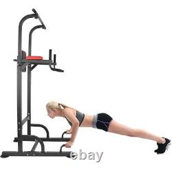 Dip Station Chin Up Bar Power Tower Pulls Push Home Gym Fitness Core Heavy Duty