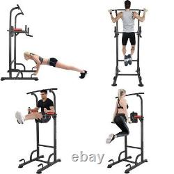 Dip Station Chin Up Bar Power Tower Pulls Push Home Gym Fitness Core Heavy Duty