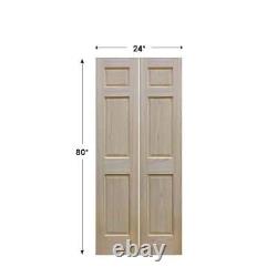 EVERMARK Bi-Fold Door 80x24 Unfinished 6-Panel Solid Core Red Oak Heavy Duty
