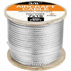 Galvanized Steel Aircraft Cable Wire Rope 7x19 Strand Core 3/8x 250 Ft