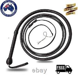Genuine Leather Bull Whip 08 Ft Long 16 Plaits Heavy Duty Cow Hide Core Whips AU