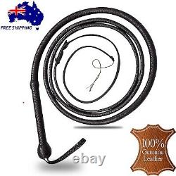 Genuine Leather Bull Whip 10 Ft Long 16 Plaits Heavy Duty Cow Hide Core Whips AU