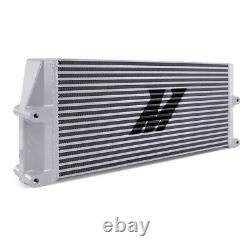 Heavy-Duty Bar and Plate Oil Cooler, 17in Core, Same-Side Outlets, Silver