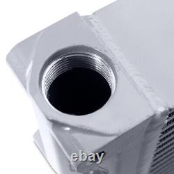 Heavy-Duty Bar and Plate Oil Cooler, 17in Core, Same-Side Outlets, Silver