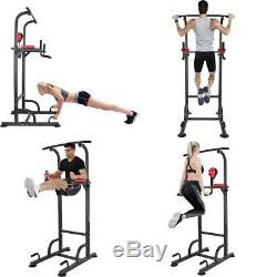 Heavy Duty Dip Station Chin Up Bar Power Tower Pull Push Home Gym Fitness Core A