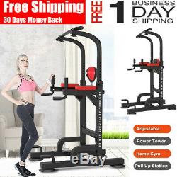 Heavy Duty Dip Station Power Tower Pull Push Chin Up Bar Home Gym Fitness Core