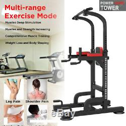 Heavy Duty Dip Station Power Tower Pull Push Chin Up Bar Home Gym Fitness Core