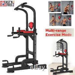 Heavy Duty Dip Station Power Tower Pull Push Chin Up Bar Home Gym Fitness Core