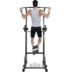 Heavy Duty Dip Station Power Tower Pull Push Chin Up Bar Home Gym Fitness Core