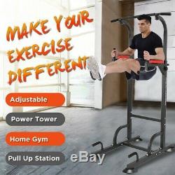 Heavy Duty Dip Station Power Tower Pull Push Chin Up Bar Home Gym Fitness Core