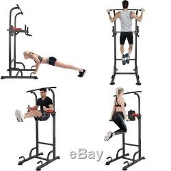 Heavy Duty Dip Station Power Tower Pull Push Chin Up Bar Home Gym Fitness Core