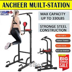 Heavy Duty Dip Station Power Tower Pull Push Chin Up Bar Home Gym Fitness Core B