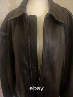 Jos A Bank Black Insulated Leather Casual Motorcycle Bomber Jacket Sz Large