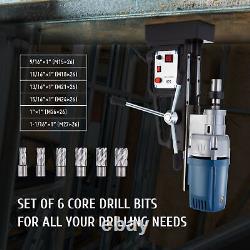 Magnetic Drill Press 1550W Heavy Duty w 6 Core Drill Bits 2 Bore 3500lbf