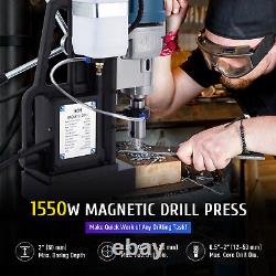 Magnetic Drill Press 1550W Heavy Duty w 6 Core Drill Bits 2 Bore 3500lbf