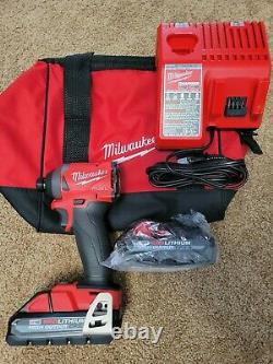 Milwaukee M18 2853-20 FUEL Impact Driver 1/4 2x HO 3.0 Ah Batteries Kit Charger