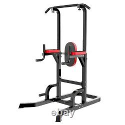 Power Tower Heavy Duty Adjustable Dip Station Chin Pull Up Bar Push Core Fitness