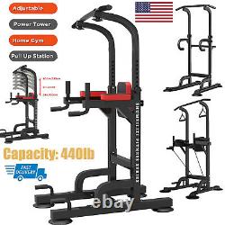 Power Tower Workout Dip Station For Home Gym Strength Core Training Fitness