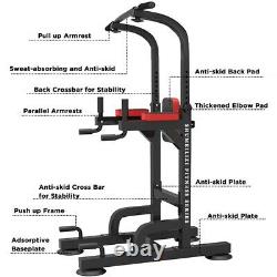 Power Tower Workout Dip Station For Home Gym Strength Core Training Fitness