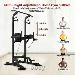 Power Tower Workout Dip Station For Home Gym Strength Core Training Fitness