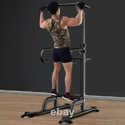 Power Tower Workout Dip Station For Home Gym Strength Core Training Fitness