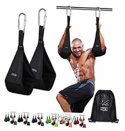 Premium Ab Straps for Pullup Bar Rip-Resistance Heavy Duty Straps Core Black