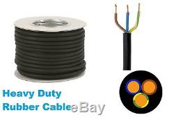 Rubber Cable 3 core 2.5mm H07RN-F Heavy Duty Pond Outdoor Site Extension lead