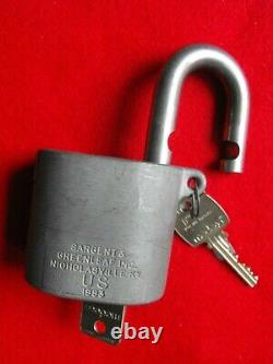 Sargent & Greenleaf 826d Heavy Duty Medeco Core Military Padlock 2 Keys 1983