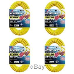 US Wire 74050 50-Foot Heavy Duty Lighted Plug Extension Cord (Yellowith4-Pack)