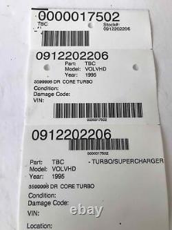 Volvo Heavy Duty Turbo Supercharger As Is Rebuildable CORE Untested 3599996DR